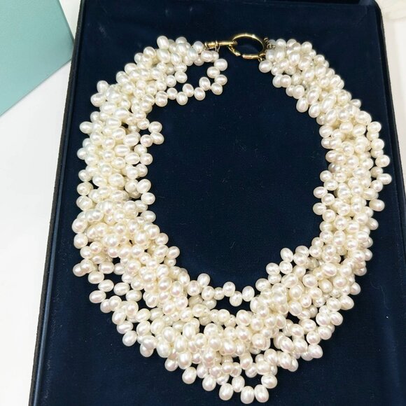 Tiffany &Co Picasso 18K 750 Gold Freshwater Pearl 8 Strands Choker Necklace - Picture 3 of 5
